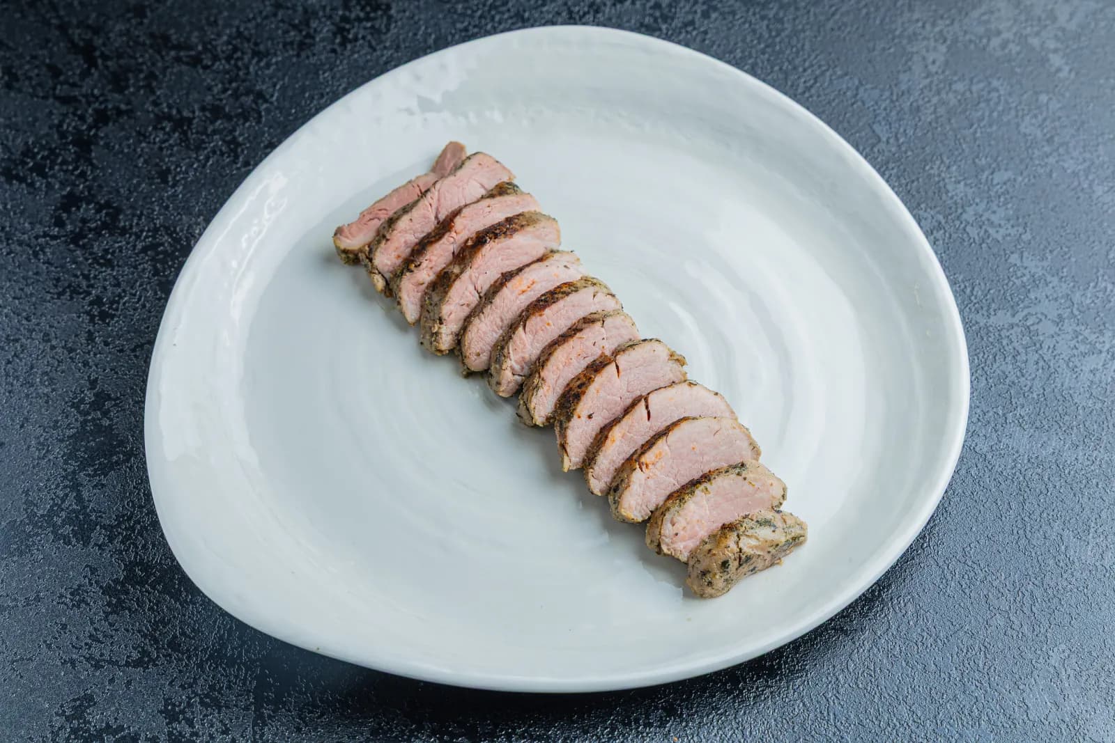 Sliced sous-vide pork tenderloin