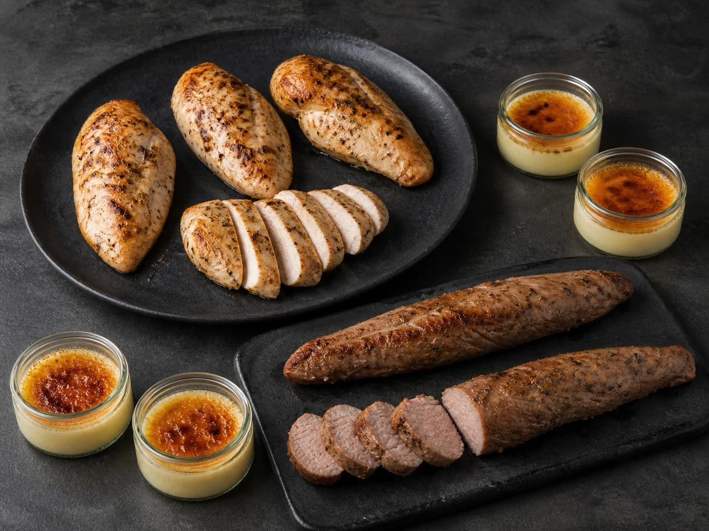 1.8 kg of chicken and pork with four crème brûlées - a week sorted in one order.